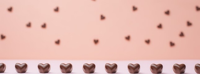Fototapeta premium chocolate in heart shape, free space.