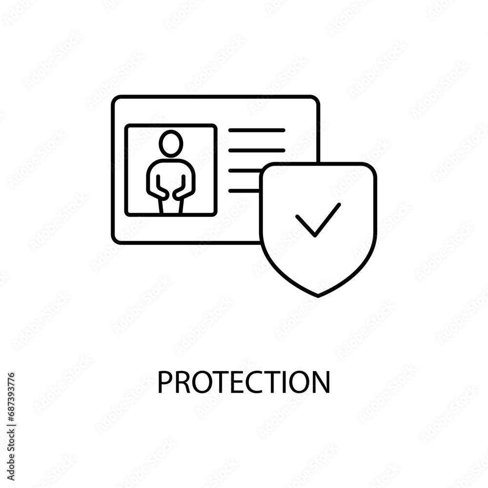 Wall mural protection concept line icon. simple element illustration.protection concept outline symbol design.