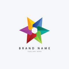Colorful abstract geometric logo template design concept
