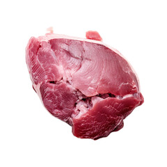 Top view of rotten spoilt raw tuna steak isolated on a white transparent background 