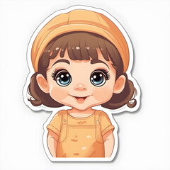 Obraz premium Cute child girl animated illustrator 