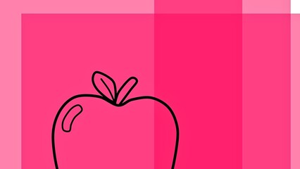 square red graphics background with apple fruit lines
