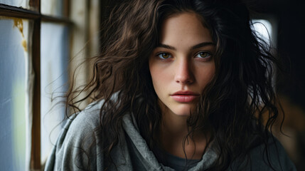 Fototapeta premium Portrait of woman with an intense gaze expression