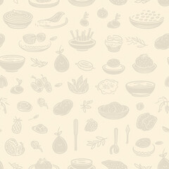 Monochromatic Asian Food, Food, Pattern, Background, Wallpaper, illustration, art