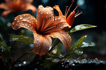 a flower in the rain