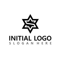 s and star logo or icon design vector