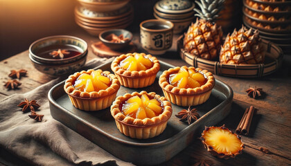 Closeup shot of pineapple tarts - Generative AI