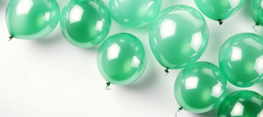 Green balloon on white background. Generative AI technology.