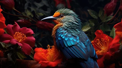 Keuken spatwand met foto Exotic bird in the forest in the tropics © kardaska