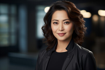 Portrait of an Asian professional consultant woman with a confident and engaging expression. Dressed in formal business attire, symbolizing her expertise and professionalism - obrazy, fototapety, plakaty