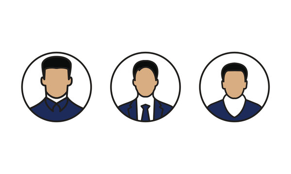 User icon set. three Male avatar icon vector set illustration.
