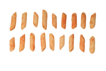 Crispy penne pasta shaped salty isolated on a white background png.png