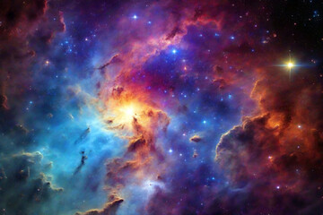 Nebula in deep space with stars. Created using generative AI tools