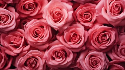 Background of pink roses. A luxurious gift for Valentine's Day and Women's Day. The texture of rose petals.