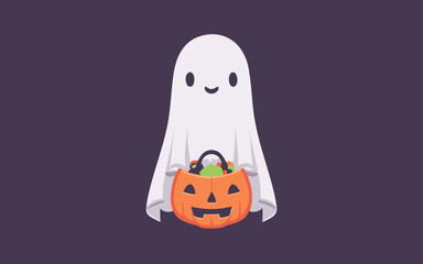 Fototapeta premium halloween pumpkin and ghost