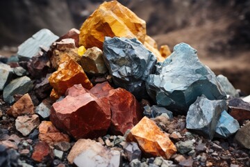 A bunch of different minerals different rocks. - obrazy, fototapety, plakaty