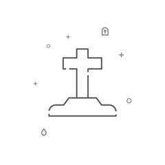 Grave, burial simple vector line icon. Symbol, pictogram, sign isolated on white background. Editable stroke