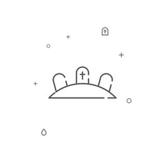 Graves, family burial simple vector line icon. Symbol, pictogram, sign isolated on white background. Editable stroke