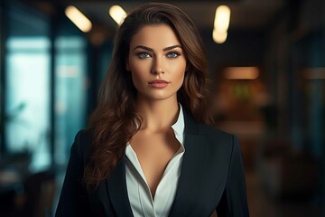 Naklejka premium Confident beautiful businesswoman being ready to work