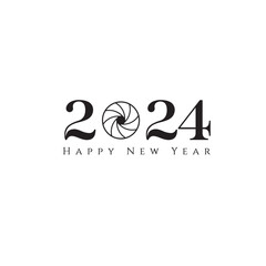 2024 Happy New Year logo text design. 2024 number design template. Collection of 2024 Happy New Year symbols. Vector illustration with black labels isolated on white or transparent png