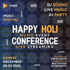 Happy holi social media facebook post design | indian Holi festival post | color festival design | promotion colod splash indian holi concept design template, holi party festival culture day template