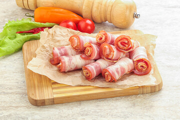 Bacon roll slice for breakfast