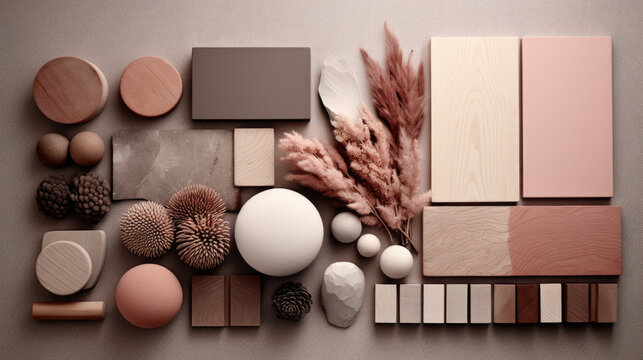 Earthy Toned Color Palette with Wooden and Ceramic Textures