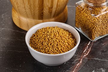 Mustard dry seeds in the bowl