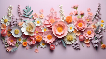 beautiful spring flower on paper background copy space.