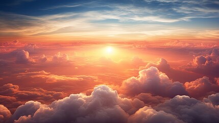 Aerial sunset view. Generative AI