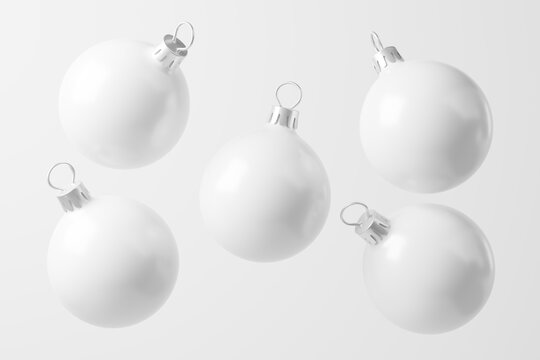 Christmas Ball White Blank Matte 3D Rendering Mockup