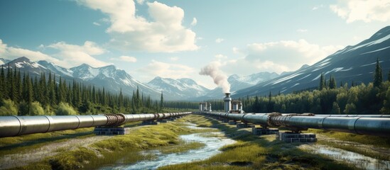Oil pipeline in northern Alaska - obrazy, fototapety, plakaty