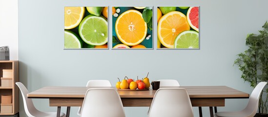 Artistic fruit-themed decor for the home, including photography, paintings, and canvas wall decor, perfect for the living room.