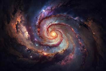 Spiral galaxy, cosmos, view of a galaxy in space