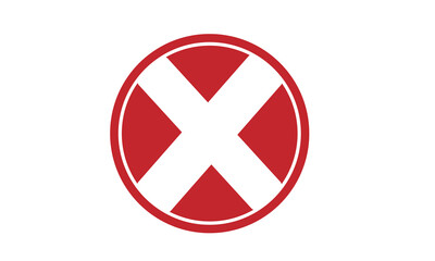 Fototapeta premium Vector white cross sign in red circle on white background.