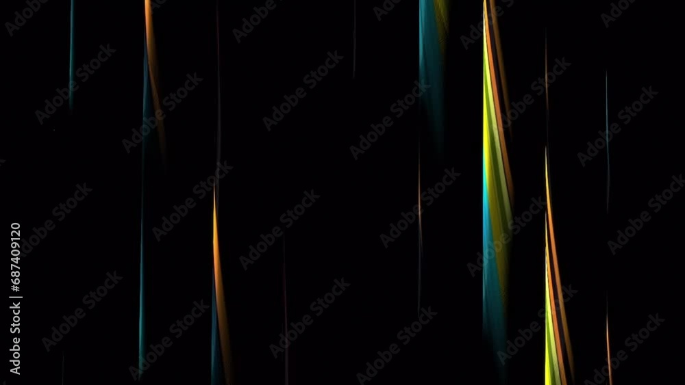 Poster abstract glowing line flowing down on black background. simple animation