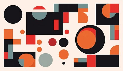 Abstract geometric pattern. Simple circle square shapes, modern banner bauhaus swiss style. background design, Generative AI