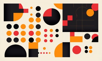 Abstract geometric pattern. Simple circle square shapes, modern banner bauhaus swiss style. background design, Generative AI
