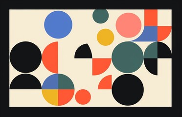 Geometric minimal pattern. Simple circle shape modern background bauhaus style, abstract swiss banner design. art, Generative AI