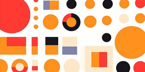 Abstract geometric pattern background. Simple circle square shapes, modern banner bauhaus swiss style. design, Generative AI