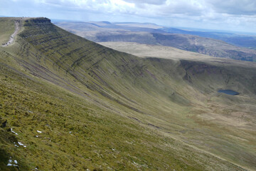 Brecon Beacons National Park, grassy hills in South Wales
