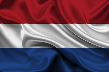 High detailed flag of Netherlands. National Netherlands flag. Europe. 3D illustration.