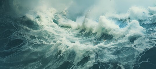 Ocean storm wave background. Generative AI technology. © Hero Design