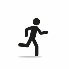 Human figure icon, silhouette of a fast moving man, stick man running, isolated on a white background, fashionable flat design style
