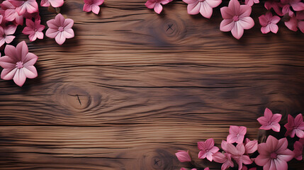 flower on a wooden background with copy space .