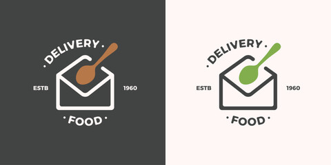 Delivery Food Logo and Label for Design Menu Restaurant or Cafe Vector Illustration 08