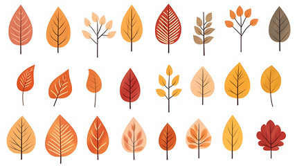 Obraz premium funny autumn season leaf drawing illustration set on a white background.