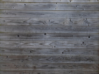background wooden wall facade of raw horizontal wood plank facade aged by time