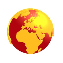 Cartoon planet Earth 3d render icon on white background