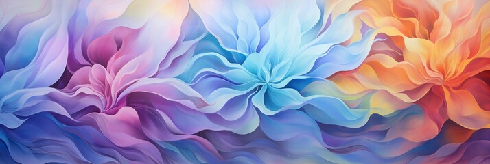 Fototapeta na wymiar abstract floral wallpaper floral background, in the style of colorful fantasy realism, realistic color palette, mesmerizing colorscapes, ethereal abstraction, vibrant tones, soft gradients,